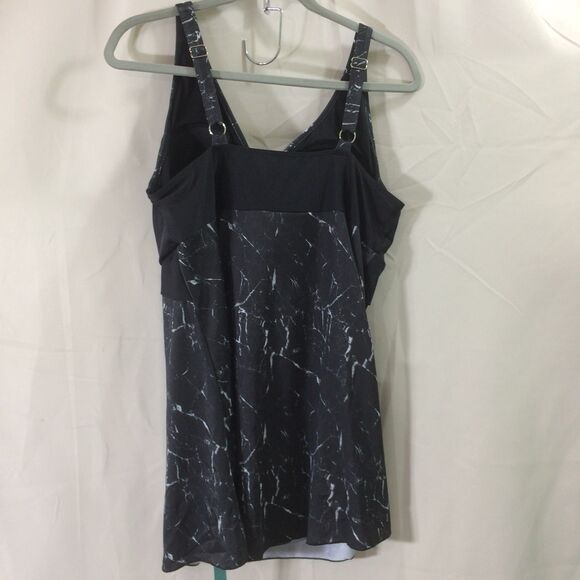 NEW Septangle Swim Dress Black Marble Print Size 18 NWT Adjustable Straps - Picture 4 of 6